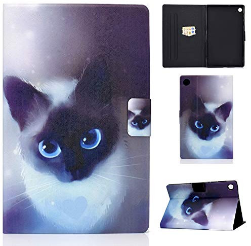 CXTCASE Custodia per Lenovo Tab M10 Plus 3rd Gen (2022) 10,6, PU Intelligente Tablet Cover Lenovo Tab M10 Plus 3rd Gen, Tablet Custodia con Slot per Schede, Gatto Con Gli Occhi Azzurri