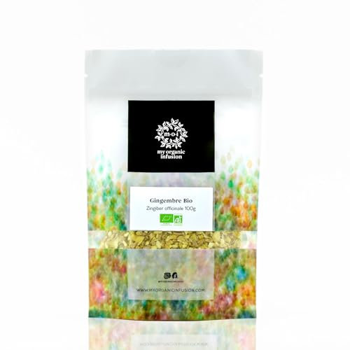 MY ORGANIC INFUSION - Gingembre Bio En racines coupées - Pour Tisanes Et Infusions - Pour Recettes Maisons - Sublimez Votre Thé - Sélection De Premier Choix - Zingiber officinale - 100 g