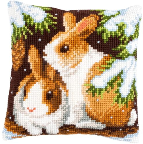 Vervaco Rabbits in The Snow Cross Stitch Cushion Kit