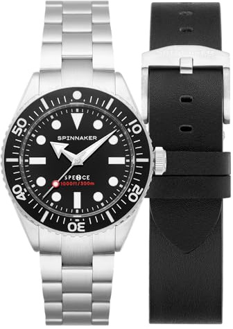 Spinnaker Herren 40mm Spence Automatik Pitch Black Uhr mit massivem Edelstahlarmband SP-5097-11