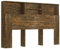 vidaXL Headboard Cabinet Indoor Home Bedroom Furniture Accessory Wall Bed Headboard Bookcase Bed Backboard Cabinet with Compartment Smoked Oak
