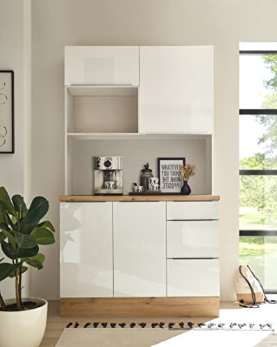 respekta Küchen Buffet Marleen Premium 120 cm Weiß Artisan Eiche