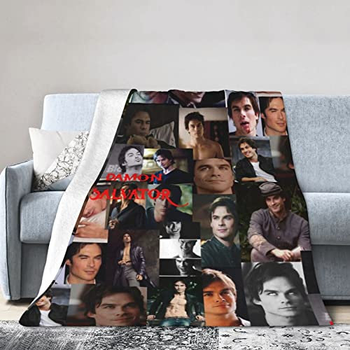 YINGD Lan Damon Somerhalder Salvatore Decke, ultraweich, leicht, Flanell-Fleece, Überwurf, Decke, warme Klimaanlage, Decke für Couch, Sofa, Bett, 125 cm x 100 cm