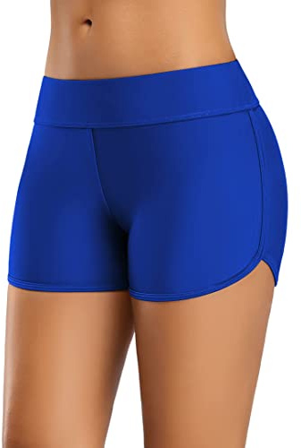 CharmLeaks Women's Sporty Swim Shorts Stretchy Board Shorts Boyleg Swim Bottoms Royal Blue XL