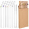 Glass Straw - 6pc Set, Bent Straws, 2 Cleaning Brushes, Clear with Flowers, Perfect for Smoothies, Juice & More