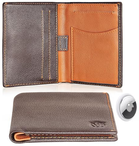 Will Fire® Classic Slim | Portefeuille portefeuille en cuir pour jusqu'à 10 cartes billets Airtag et compartiment à monnaie Protection RFID, café, s, Portefeuille fin
