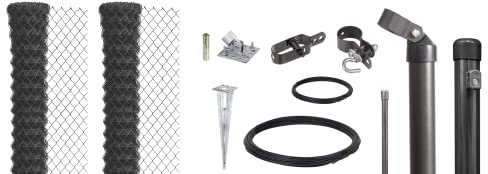 Alberts 631444 Maschendrahtzaun als Zaun-Komplettset, mit Einschlagbodenhülse | verschiedene Längen und Höhen | anthrazit-metallic | Höhe 80 cm | Länge 40 m