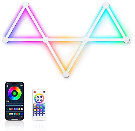 Lines Appliques Murales, 9 Barres Lumineuses LED RGB-IC Connectées avec Sync Musicale, Lumières Intelligentes pour Salle de Jeux, Salon, Chambre à Coucher Compatible Alexa et Google Assistant