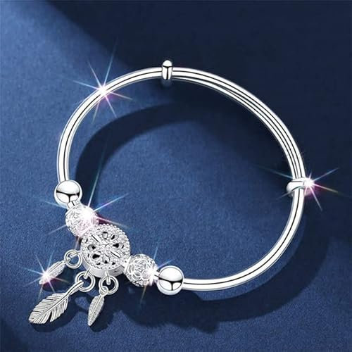 XJruixi Mode Silber Farbe Traumfänger Armband Frauen Elegant Verstellbare Quaste Feder Charm Armreif Armband Geburtstag Schmuck Geschenk