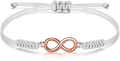 JENDEAR SHINE Infinity Bracelet for Women, Hand Braided Rope Infinity Charm Bracelet, Valentine's Day Mother's Day Birthday Jewelry Gift