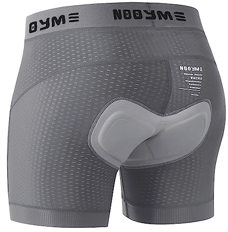 NOOYME Fahrradhose Herren Radunterhose Herren Schnelltrockende Radlerhose Herren mit Sitzpolster 4D Atmungsaktive Fahrradunterhose Herren Gepolstert Elastische Radhose Herren RauchGrau 3XL