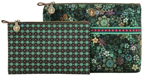 Pip Studio Cosmetic Bag Combi Tutti i Fiori Green 26x18x7.5cm/22x13x1cm