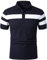 HOOD CREW Men’s Short Sleeve Polo Shirt Striped Casual Tops Contrasting Colors T-Shirt Navy