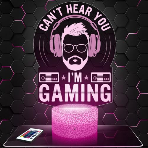 Lampe de chevet LED décorative Gaming Can T Hear You Gaming, idee cadeau pour ado, accessoire Gaming Can T Hear You Gaming Gamer Jeux video Chambre d'ado garçon deco bureau idée cadeau noel ado TOP