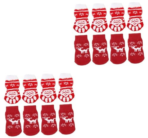 ABOOFAN 16 Halloween- Haustier-Bodenschutzsocken Für Hundesocken Für Kleine Haustier-Hundegriffsocken Stiefeletten Für Katzen Rote Welpen-Baumwollsocken