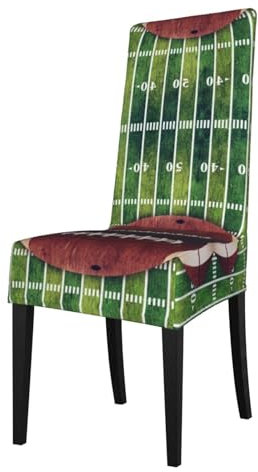ESASAM American Football Feld und Ball bedruckte Esszimmerstuhl-Schutzhülle, maschinenwaschbar, geeignet für universelle Armlehnenstühle
