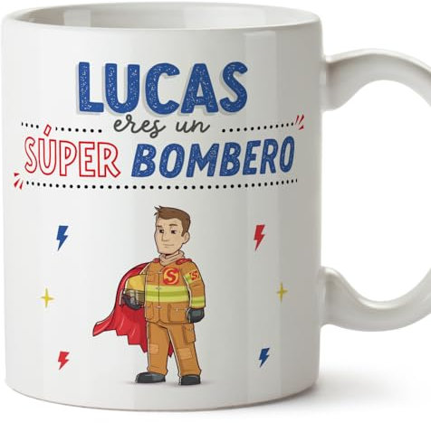 MUGFFINS Tazas Personalizadas para BOMBERO hombre - En Español - ¡Eres Súper! - 11 oz / 330 ml - Regalo Personalizable original y divertido