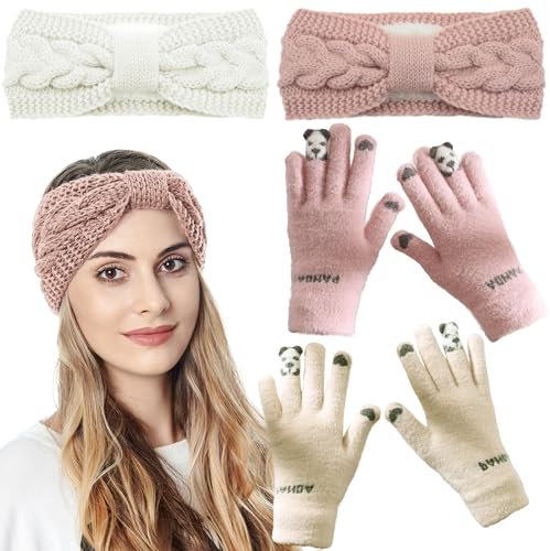 DKDDSSS 2 PCS Bandeau Cheveux Femme Hiver, Tricoté Bandeau, Bandeaux Hiver Serre-Tête, Cache Oreille Femme, Bandeau Cheveux Fille Tricoté Cache-Oreilles Femme pour Femme