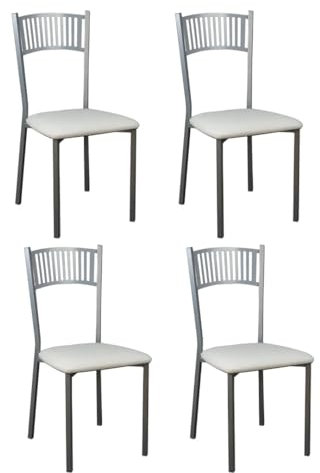 SHIITO | Pack de 4 Sillas de Cocina | Asientos de Polipiel Blanco | Modelo Sochi