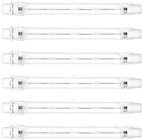 LedWekei Lampadine alogene, lampadina alogena T3 r7s 118mm 160w, lampadina t3 tipo J Lampadine alogene a doppia estremità bianco caldo 2700K (confezione da 6)
