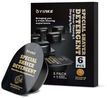 Yinke 6 Nachfüll-Reinigungskapseln für Braun Reinigungskartusche, Ersatz-Rasierer-Reinigungslösung für Clean&Charge Reinigungssystem