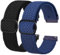 BISONSTRAP 2 Stück Geflochtene Nylon Armband 22mm, Verbesserte Verstellbare Schnalle, Dehnbare Schlaufen Uhrenarmband für Herren und Damen, Schwarz+Blau