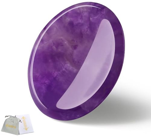 QINJIEJIE Amethyst Heilsteine Kristall Handschmeichler Kristall Sorgensteine Daumen Edelstein Oval Kristalle Edelsteine Palm Stein Stress Relief Reiki Heilung Meditation