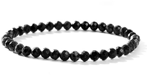 RUBY Perlenarmband Damen Echtes Naturstein Armband Hochwertiges 4mm Edelstein Armband aus facettierte, Obsidian - Inklusive Geschenkbox