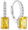 FJ Prinzessschliff Hängend Ohrringe Damen 925 Sterling Silber Quadrat Solitaire Ohrringe Citrin November Geburtsstein Schmuck Geschenke für Frauen