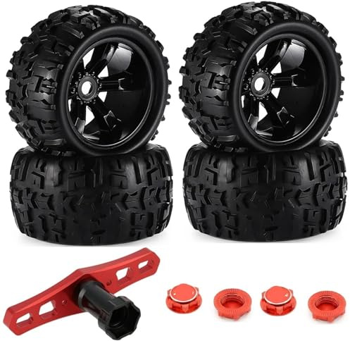 RC Auto Reifen Kompatibel Mit Für traxxas, Für Maxx, Für Tmaxx, Für E-Revo, Für Revo 3.3, Für JLB, Für Cheetah, 1/8 Maßstab, 17 Mm Sechskant-RC-Truck-Reifen Und Felgen-Set(8477 Tire Tool)