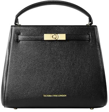 VICTORIA HYDE Damen Handtasche PU Leder Henkeltaschen Elegant Taschen Große Schultertasche Damen Tote Shopper mit Mehreren Fächern für Arbeit Schule Reisen-Schwarz