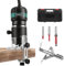 Wood Trimmer, 1/4 6.35mm Compact Router Tool, 800W 33000R/Min Electric Wood Manual Trimmer Laminator, Handheld Woodworking Planer, 6 Speeds, Pure Copper Motor, Suitable for DIY Woodworking (Black, A)
