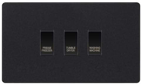 BG Evolve Matt Black Custom Appliance Grid Switch 3 Gang Screwless