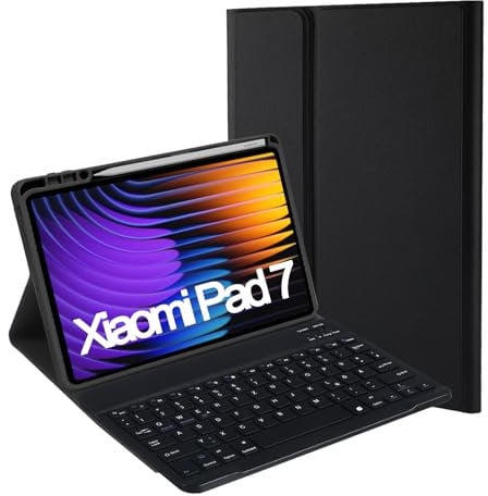 Jeloyutek für Xiaomi Pad 7 Pro/7 Tastatur Hülle, QWERTZ Layout Magnetisch Abnehmbarer Tastatur mit Hülle für für Xiaomi Pad 7 Pro/7 11,2 Zoll 2024, Schwarz