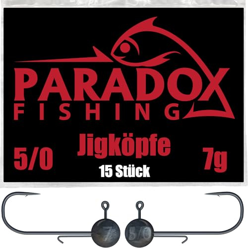 Paradox Fishing Lot de têtes plombées 2/0 3/0 4/0 5-28 g – 15/25 pièces – Têtes plombées en caoutchouc avec tête plombée pour poisson en caoutchouc, sandre, accessoires de pêche
