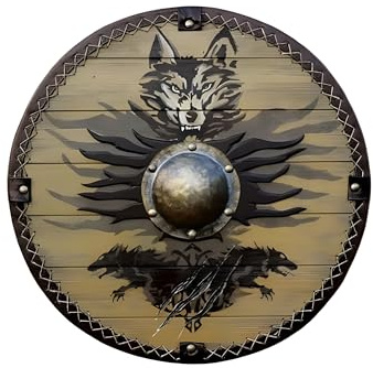 Fenrir Wolf Wikinger Schild - Custom Norse Shield, Mittelalterliches Kampfschild, LARP Wikinger Dekor, SCA Shield, Transparent, 60.9 cm