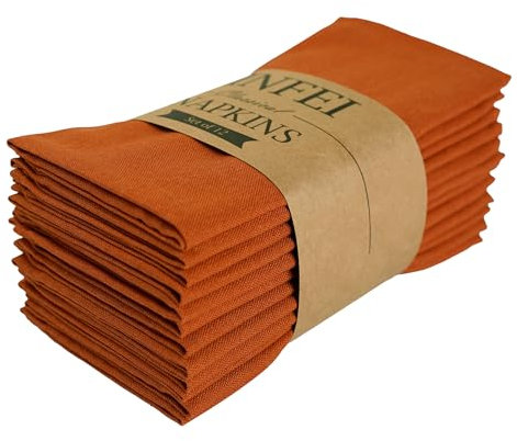 INFEI Dünne Servietten aus Leinen-Mischgewebe, einfarbig, 40 x 40 cm, für Veranstaltungen und Zuhause, Terrakotta, 12 Stück