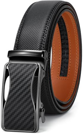 VONMELLI Cintura Uomo in Pelle, Cricchetto Automatica Regolabile 35mm, Reversibile e Personalizzabile, Idea Regalo Elegante, Adatta per Abiti e Casual Nero M