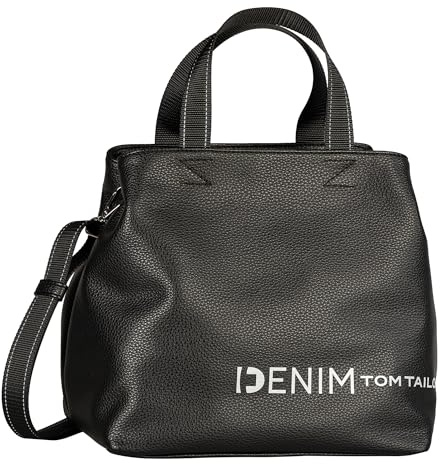 TOM TAILOR Denim Marlow Damen Shopper Umhängetasche Reißverschluss Klein Schwarz