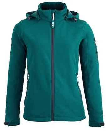 Two Bare Feet Women's Softshell Jacket - 8K Water Resistant, Breathable, Lightweight Work Jacket, Windproof Outdoor Hiking Coat for Rainy and Cold Weather (UK, Alpha, XL, Regular, Regular, Sea Green)