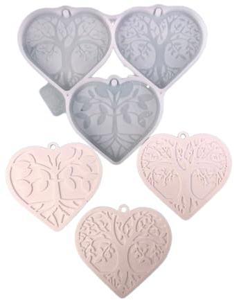 Stampo per portachiavi a forma di albero della vita, in silicone epossidico, con foro per la creazione di gioielli