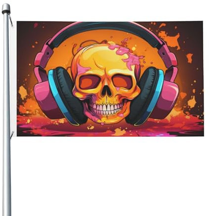 Skelette, die Musik hören, doppelseitige Flagge, 90 x 150 cm, strapazierfähig, für den Innen- und Außenbereich