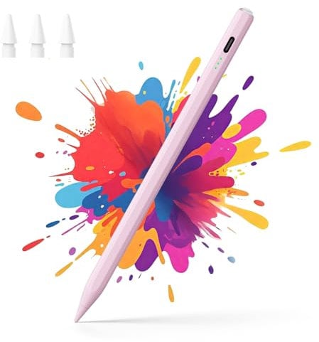HSTT Pencil for iPad - 2018-2025 13 Minutes Fast Charging, Palm Rejection,Tilt Sensitivity, Stylus Pen Compatible with iPad Pro 11/12.9/13, 11/10/9/8/7/6th Gen, Air 3-7, Mini 5/7 Pink