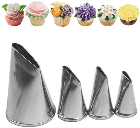 4pcs Piping Nozzle Tips Cream Cake Decorating Cupcake Fondant Cake Stainless Steel Narrow Opening Make Flower Rose Petal