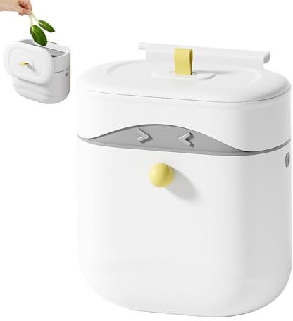 Poubelle à compost sous évier, poubelle murale scellée, seau à déchets recouvert de couvercle, 26 x 15,5 x 23 cm, conteneur compact anti-odeurs, design peu encombrant, pour camping-car, dortoir, salle
