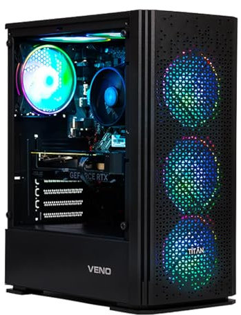 Veno Scorp Gaming PC, Intel Core i7, 16GB RAM, GT 730 4GB Graphics, 500GB HDD + 128GB SSD, Windows 11, Wi-Fi, Titan 6 Fan RGB Case Setup