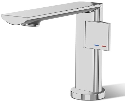 Alphabath Wasserhahn Bad Messinggehäuse Waschtischarmatur mit Keramikkartusche Einhebelmischer für Badezimmer mit Auslaufhöhe 123 mm für Gäste-WC Armatur Badezimmer mit Ungiftiger EPDM-Inne