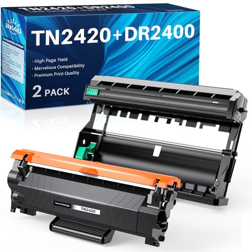 INK4U TN2420 Toner + DR2400 Trommel kompatibel für Brother DR-2400 Trommeleinheit & Tonerkassette TN-2420 TN2410 Schwarz für HL-L2310D L2350DW L2370DN DCP-L2510D L2530DW L2550DN MFC-L2710DN L2710DW