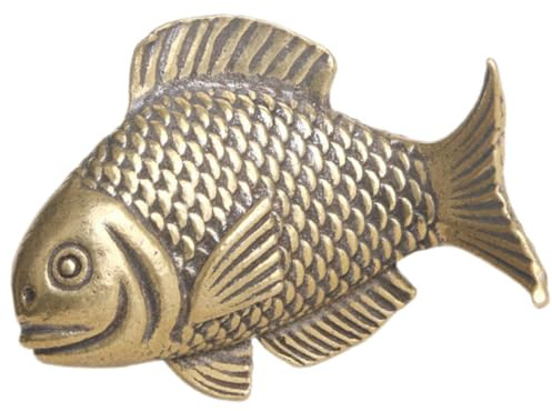 Garneck Antike Messing Fisch Figur Tischdekoration Kreatives Tier Ornament Kompakte Retro Deko für Büro Feng Shui Paperweight
