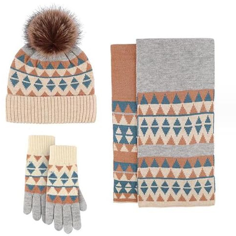 Mütze Schal Handschuhe Set Herren Damen Touchscreen Mit Fleece Gefütterte Flauschige Und Warme Thermo Strickmütze Winterschal Unisex Alpaka 3 In 1 Kuschelig Kaschmir Thermomütze Geschenkset Frauen